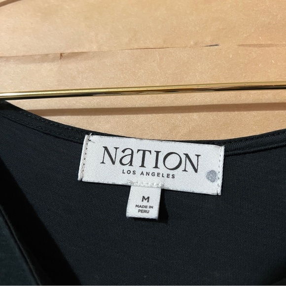 Nation LTD | Evonne Maxi Dress Pima Cotton Tiered Popover Smocked Black Size M - Picture 3 of 13